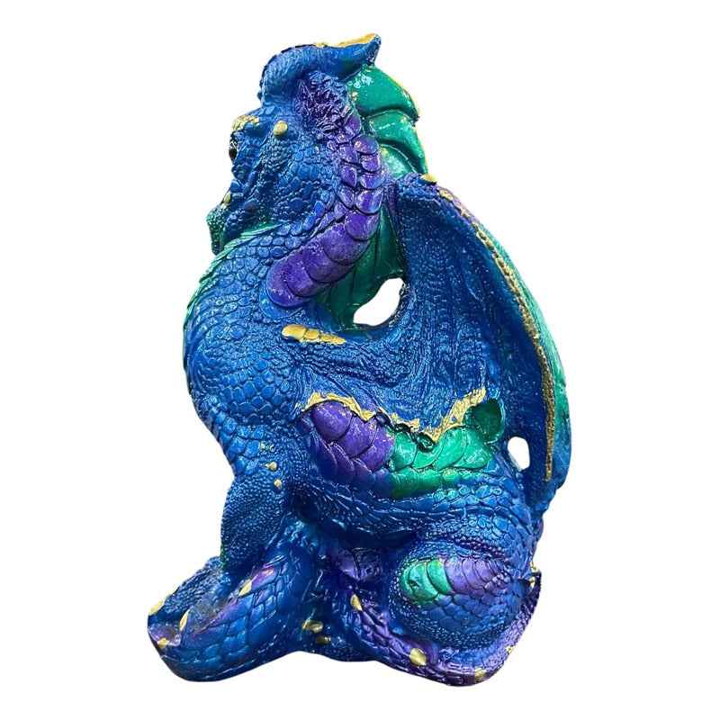 Dragon De 21 Cm De Altura Estatua De Resina Azul