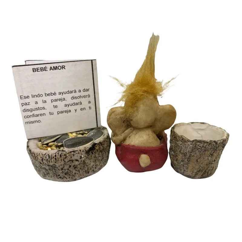 Troll Mini + Comedero + Semillas + Tarjeta Varios Modelos Bebe Del Amor 5cm