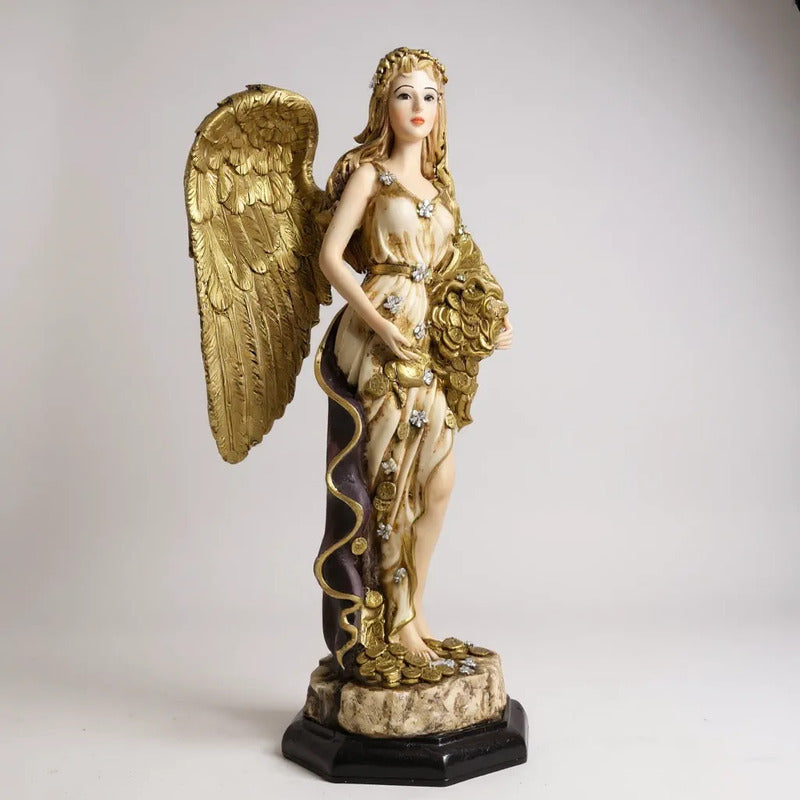 Angel De La Abundancia, Abundia Figura De Resina 30x12x10 Cm Dorado by HEREJE