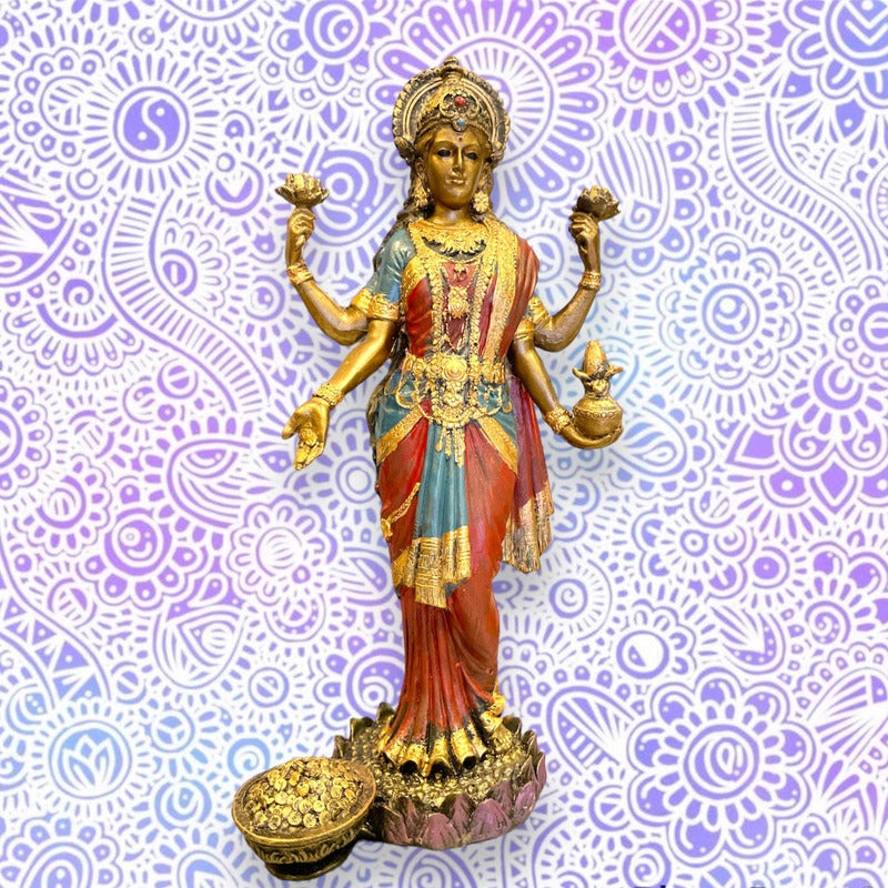 Lakshmi Diosa Fortuna Resina Artesanal Ritualizado. by HEREJE