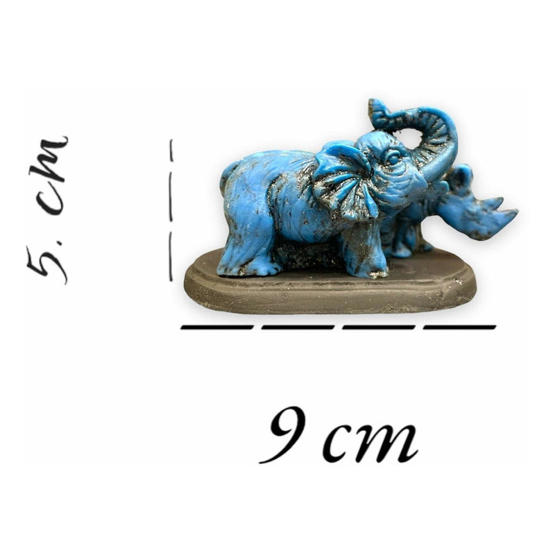 Elefante Y Rinoceronte Azul Resina Nacional 6 Cm by HEREJE