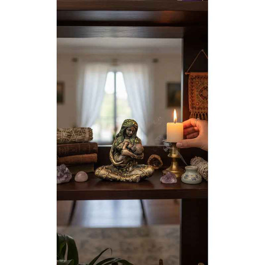 Figura Diosa Madre Tierra, Gaia De Resina 10 Cm Cobre