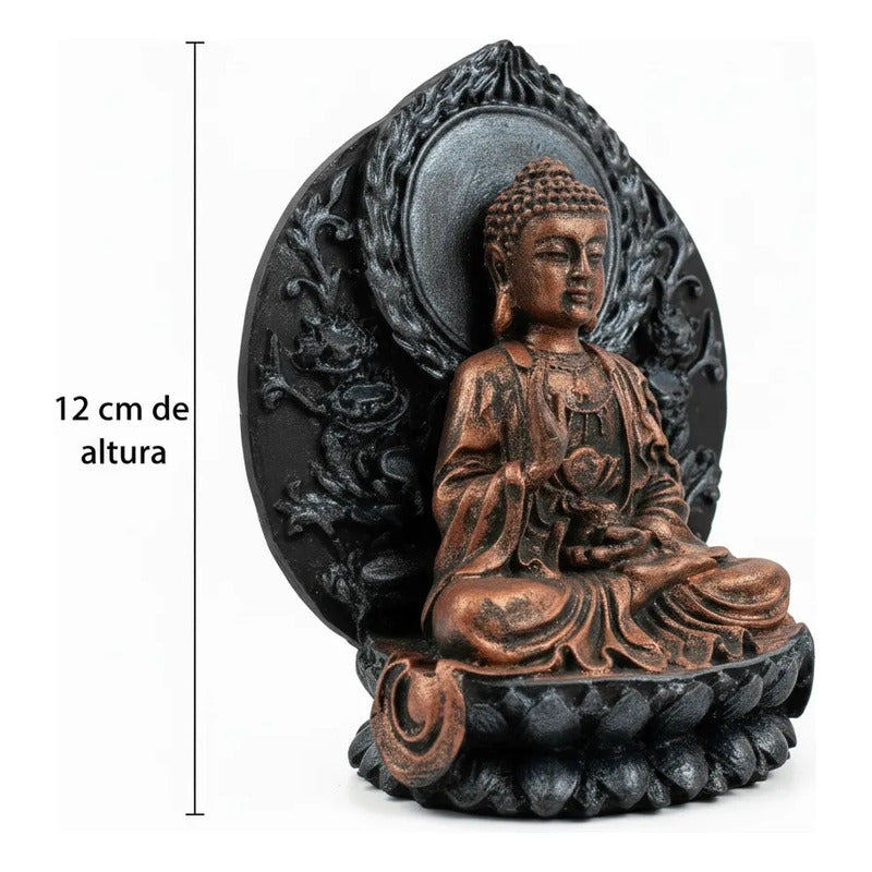 Buda Con Círculo 12 Cm Figura De Resina Cobre by HEREJE