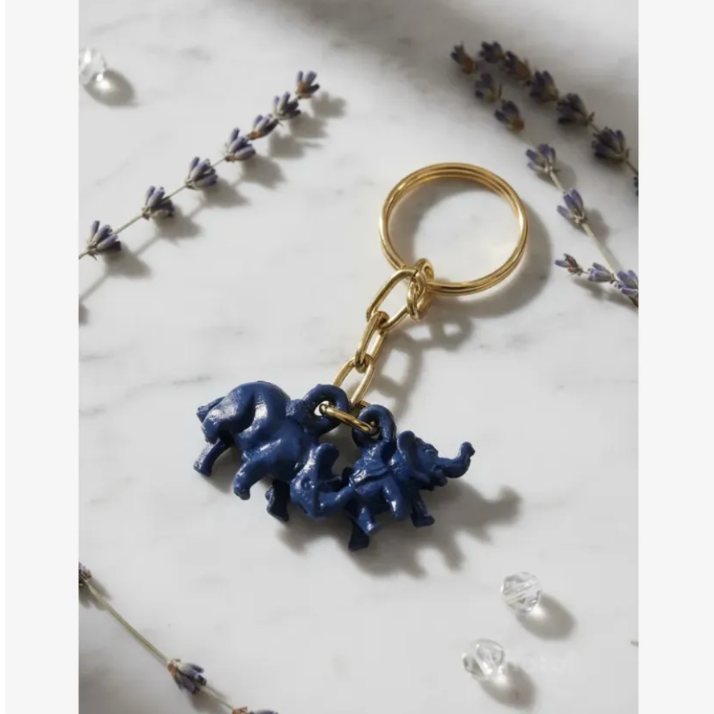 Llavero De Rinoceronte Y Elefante Azul Llavero by ARTICULOS ESOTERICOS LETY