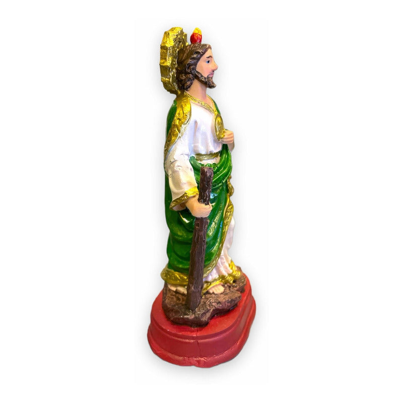 San Judas Tadeo Escultura D Resina Hecho A Mano 14.4x5x6.4cm Verde/blanco by HEREJE