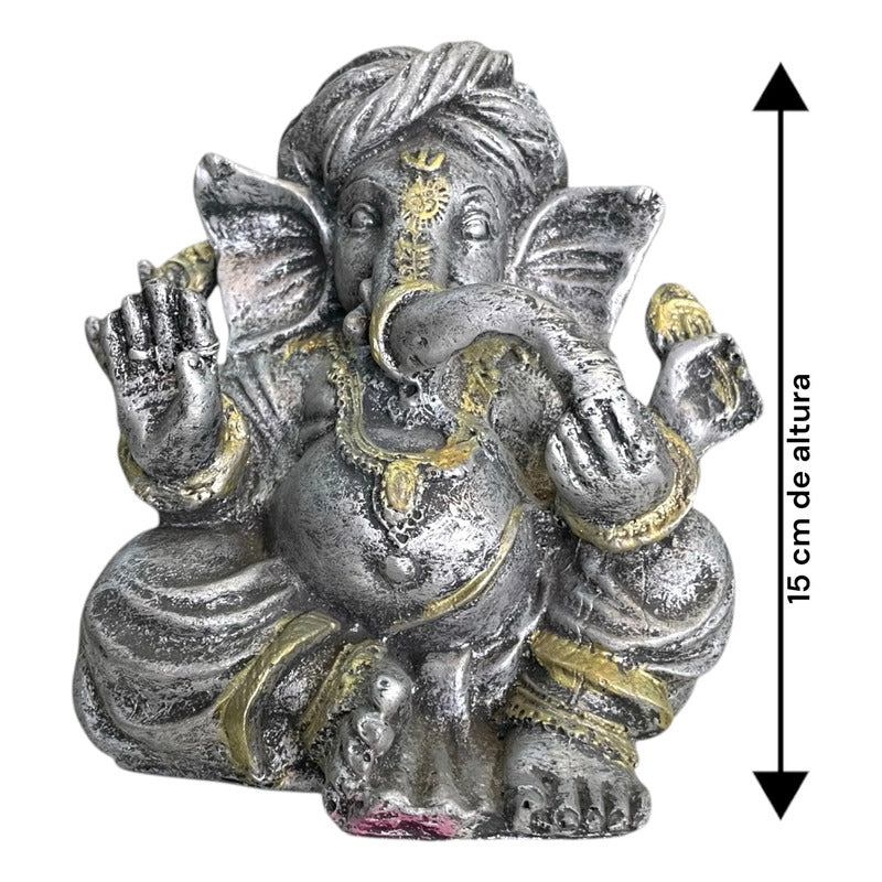 Ganesh Estatua De Resina De 15 Cm De Altura Plateado by HEREJE