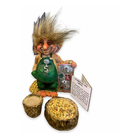 Troll Talisman Ven Dinero + Comederos + Semillas 11x9x6 Cm Variado by HEREJE