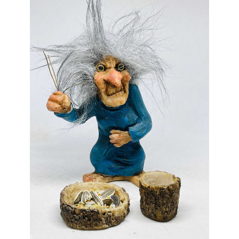 Troll Tres Virtudes + Comedero 11cm Figura De Resina. Azul by HEREJE