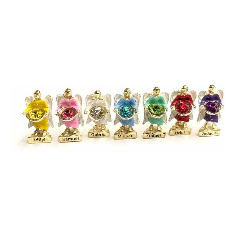 7 Arcangeles Juego Baño De Oro Con Cristal 3 Cm by HEREJE