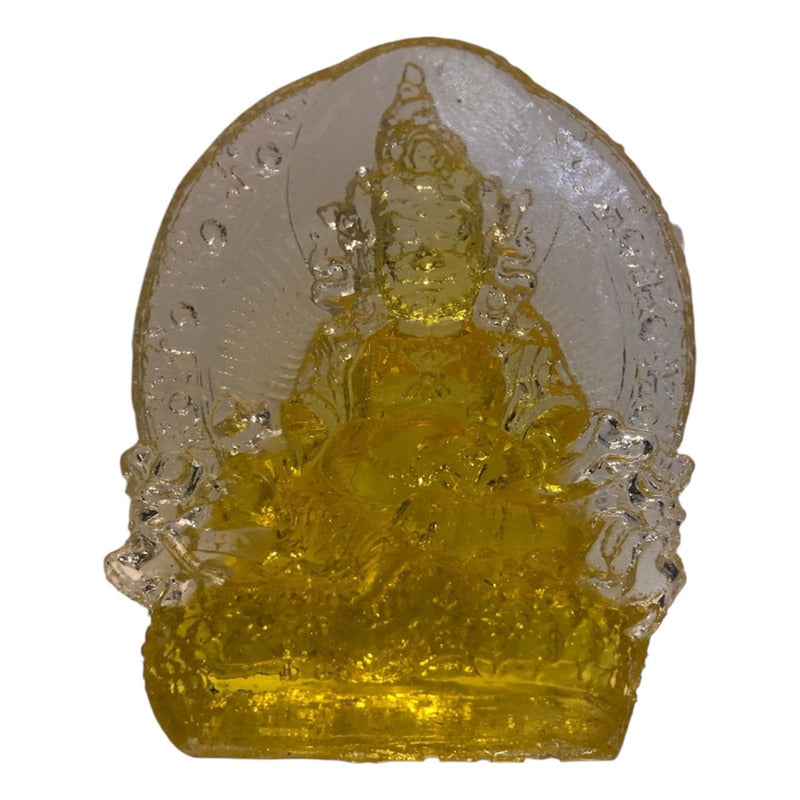 Dzambhala De La Prosperidad Buda En Resina Cristal 12cm Amarillo by HEREJE