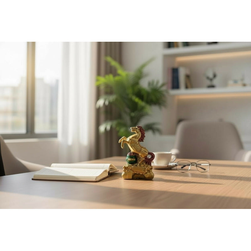 Caballo Figura De Resina Año Chino 8x5cm Dorado by HEREJE