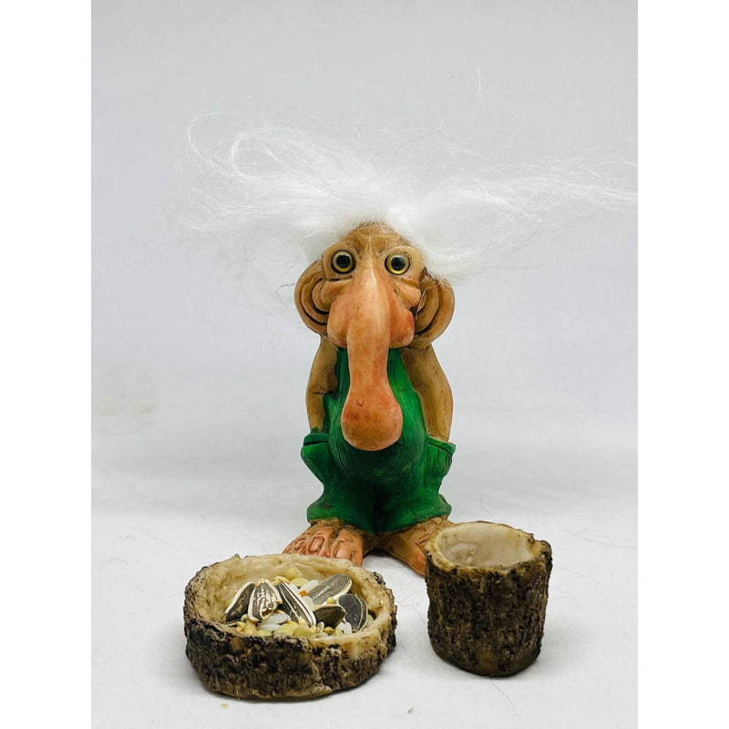Troll Bondad + Comedero 9cm Figura De Resina Nacional Verde by HEREJE