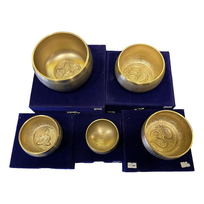 Cuenco Tibetano Lety Juego 5 Caja Dorado 7 Metales. by HEREJE