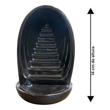 Quemado De Incienso Cascada De Humo Ceramico Negro Cupula Con Escaleras by HEREJE