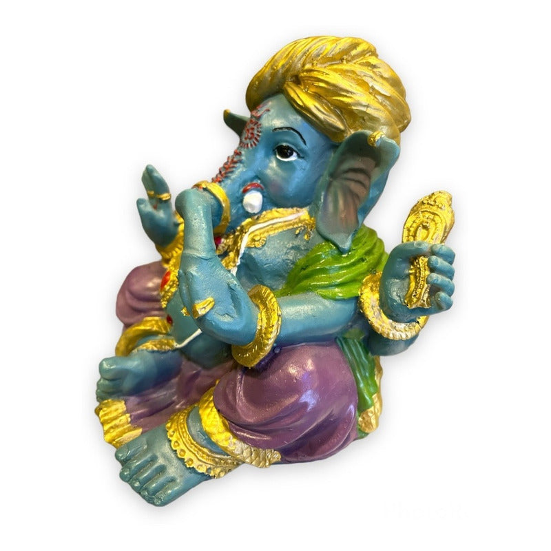 Ganesh Turbante Escultura D Resina Hecho A Mano 15.5x17x13cm by HEREJE