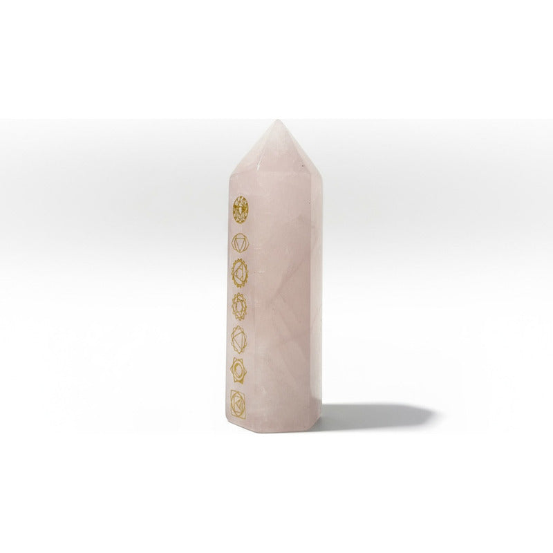 Obelisco De Cuarzo Con Los Chakras Grabados 7cm Rosa by HEREJE