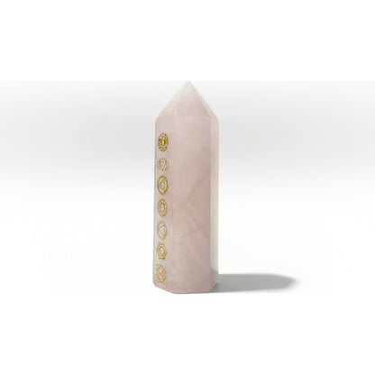 Obelisco De Cuarzo Con Los Chakras Grabados 7cm Rosa by HEREJE