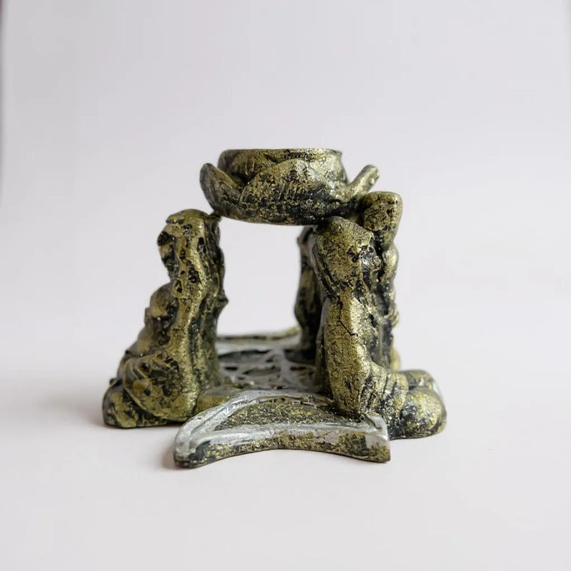 Triple Diosa Escultura De Resina Cascada De Humo 7cm Altura Oro Viejo by HEREJE