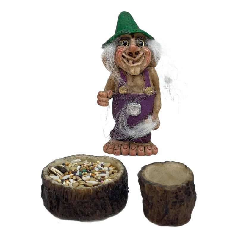 Troll Adivino + Comedero Figura En Resina De 11 Cm Morado by HEREJE