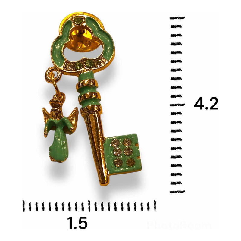 Arcangel Rafael Prendedor Llave 4.2x1.5x4 Verde by ARTICULOS ESOTERICOS LETY