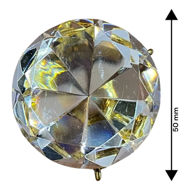 Diamante De Cristal Grande Con Base Dorada Vintage Transparente by HEREJE