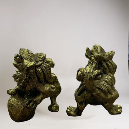 Figura De Resina De Los Perros Fu Protección Para Feng Shui Dorado by HEREJE