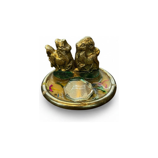Caballo Año Chino En Argolla Y Cabra 3cm Alt 4.5cm Diametro Dorado by HEREJE