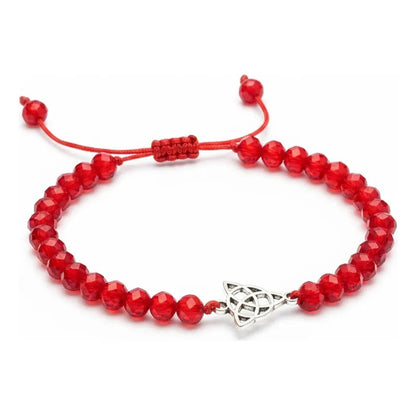 Triqueta Pulsera Hilo Con Cristal Ajustable Rojo 10 Cm by HEREJE