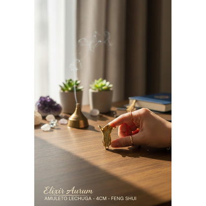 Lechuga Dorada Amuleto De Metal De 4 Cm Para El Feng Shui Dorado by HEREJE