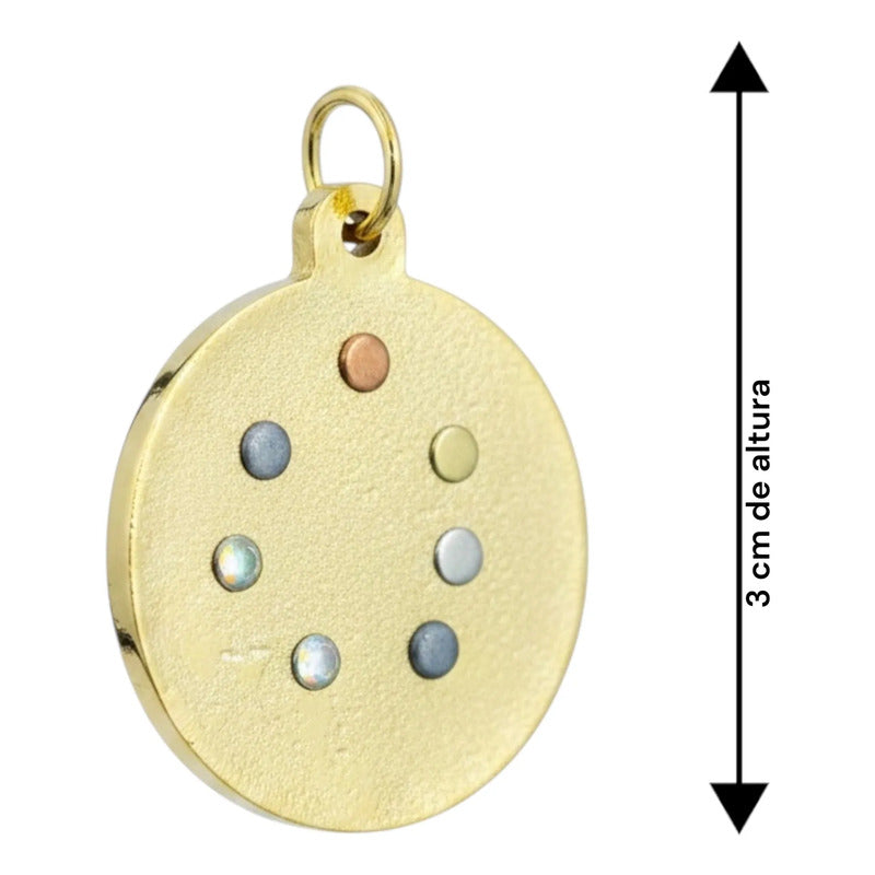 Dije Medalla Estrella 12 Puntas Amuleto Oro 12 Picos 30mm Blanco by HEREJE