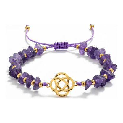 Pulsera De Cuarzo Separaciones De Metal En Hilo Ajustable Circulo Amatista 17 Cm by HEREJE