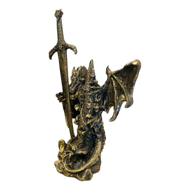 Dragon Dorado Figura Decorativa 12 Cm De Resina Mexicana by HEREJE