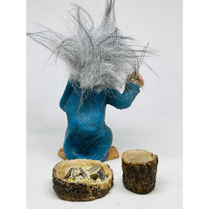 Troll Tres Virtudes + Comedero 11cm Figura De Resina. Azul by HEREJE