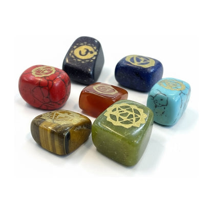 Piedras De Los 7 Chakras (chakras) Juego En Cuarzo Grabado by HEREJE