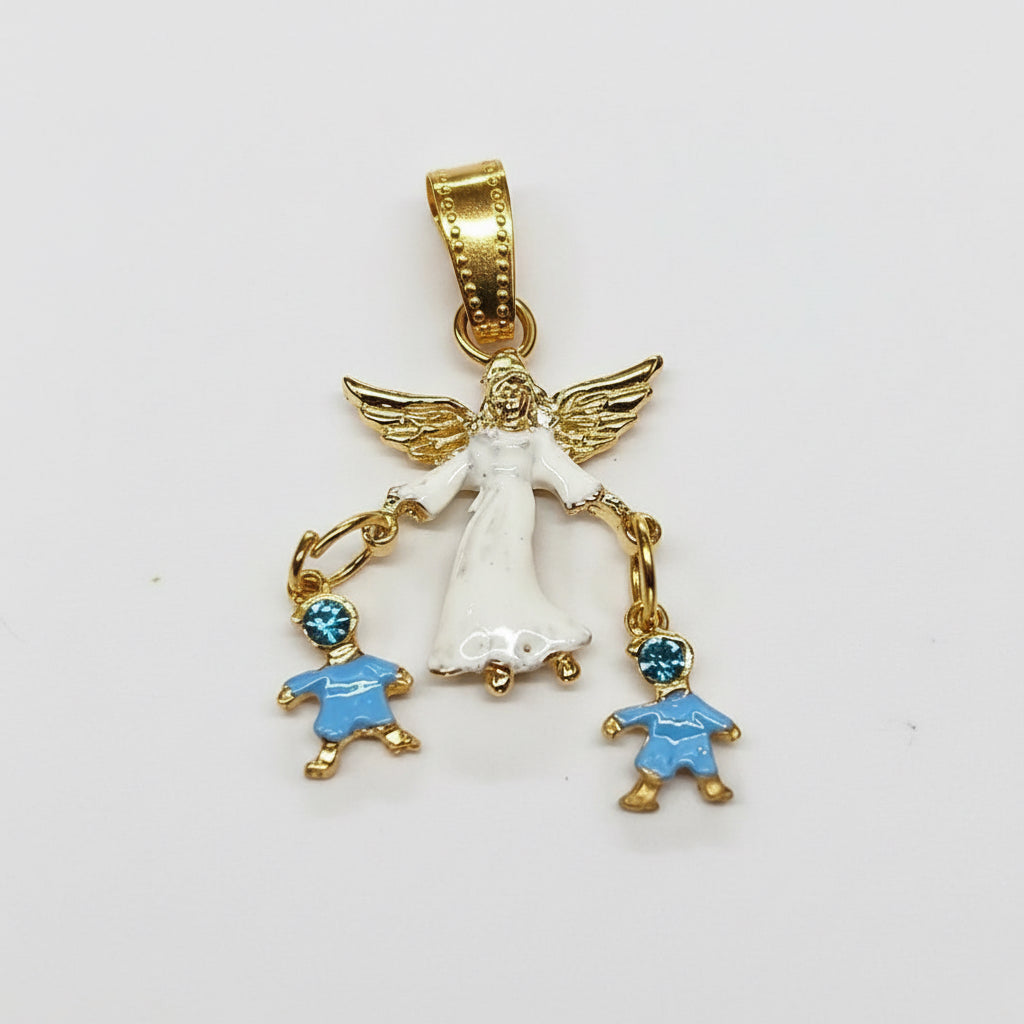 Dije Angel De La Guarda Colgante Baño En Oro Con Cristal 3cm by ARTICULOS ESOTERICOS LETY