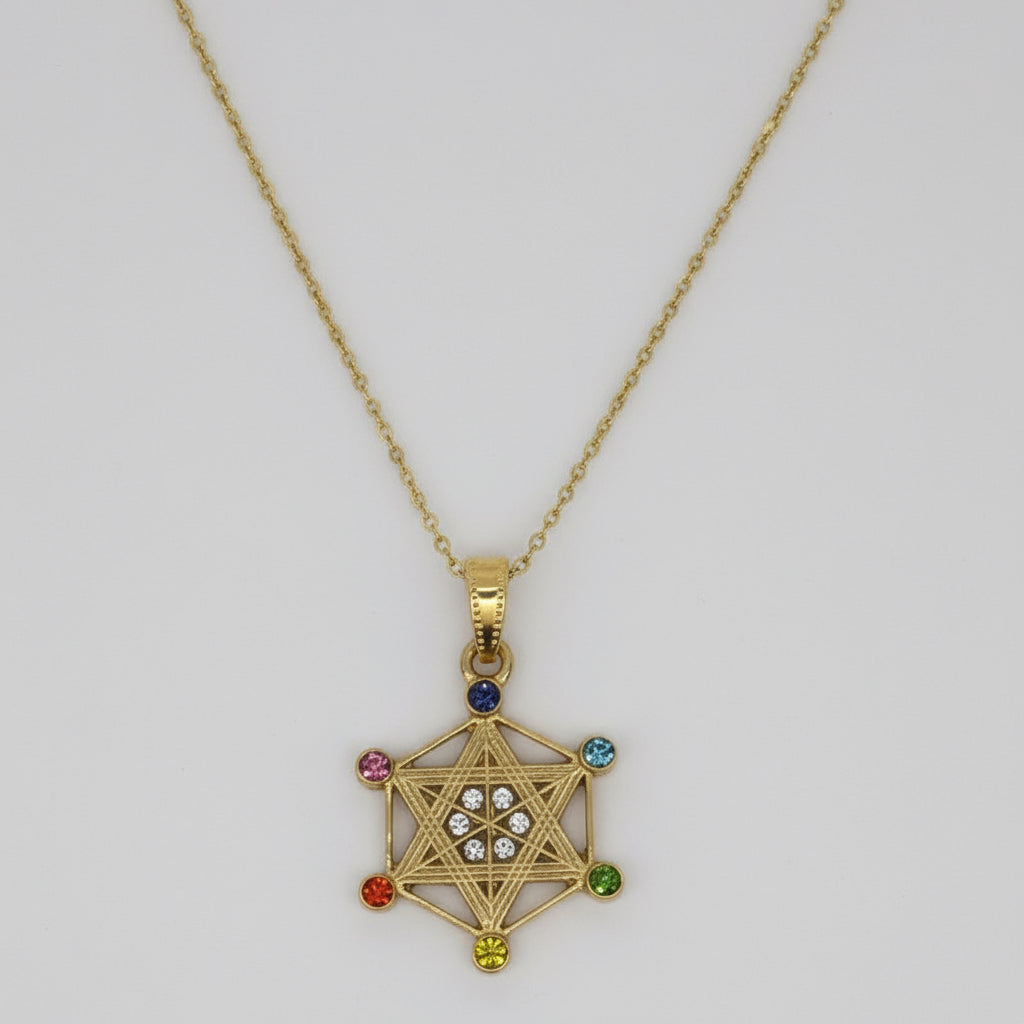 Metatron Dije Baño De Oro Con Cadena Con Cristal Oro by ARTICULOS ESOTERICOS LETY