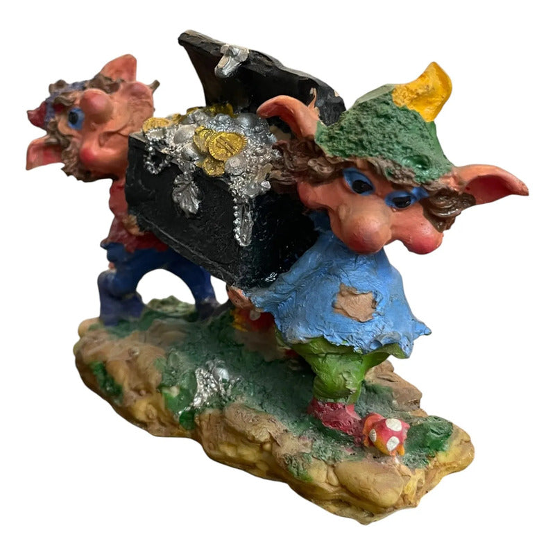 Figura Duendes Con Cofre Del Tesoro De La Abundancia Rojo by HEREJE