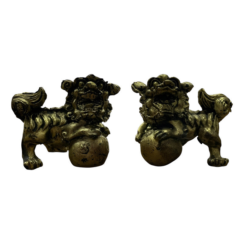 Figura De Resina De Los Perros Fu Protección Para Feng Shui Dorado by HEREJE