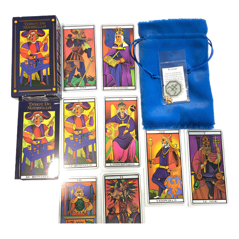 Tarot Marsella + Amuleto + Bolsa Para Tarot + Libro 13.4 Cm by HEREJE