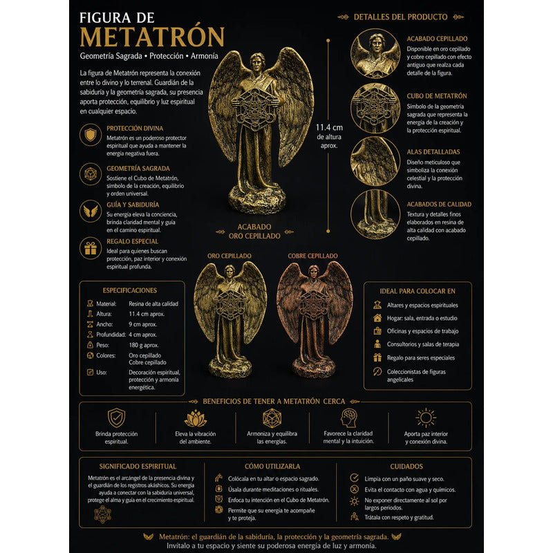 Figura Arcángel Metatrón Con Cubo En Resina 11 Cm Dorado Oscuro by HEREJE