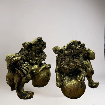 Figura De Resina De Los Perros Fu Protección Para Feng Shui Dorado by HEREJE