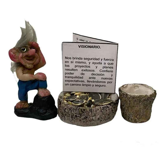 Troll Mini + Comedero + Semillas + Tarjeta Varios Modelos Visionario 6.4cm