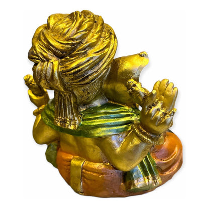 Ganesh Turbante Escultura D Resina Hecho A Mano 15.5x17x13cm by HEREJE