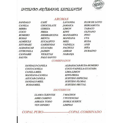 Incienso Copal 100 Varitas Artesanal 100% Copal by HEREJE