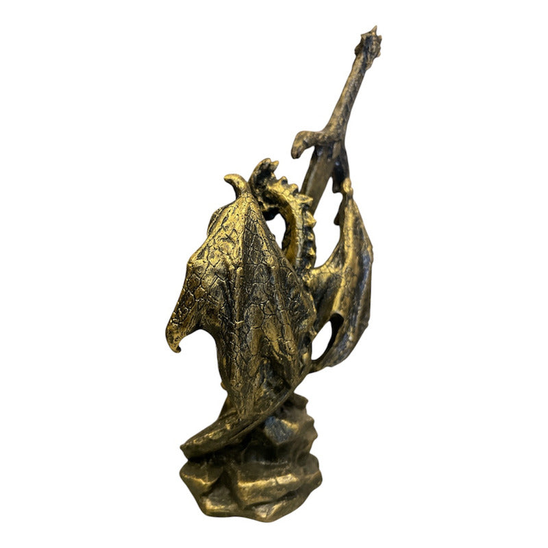 Dragon Dorado Figura Decorativa 12 Cm De Resina Mexicana by HEREJE