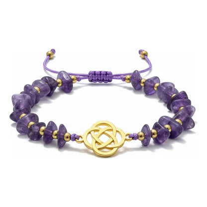 Pulsera De Cuarzo Separaciones De Metal En Hilo Ajustable Circulo Amatista 17 Cm by HEREJE