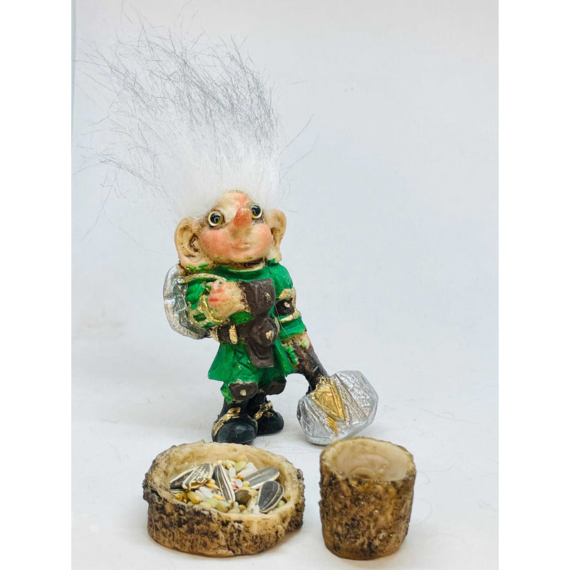 Troll Protector De La Salud + Comedero 11cm Figura De Resina Verde Oscuro by HEREJE