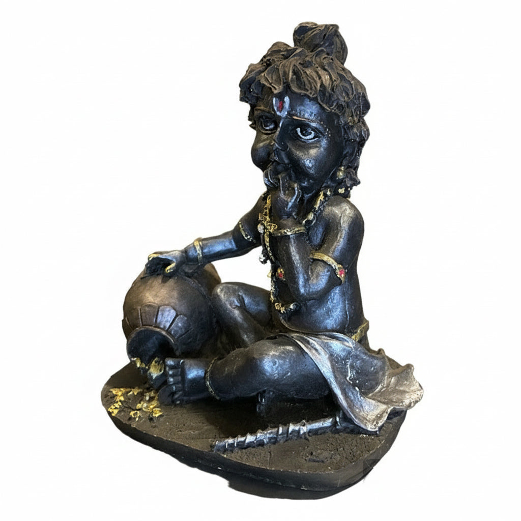 Krishna Bebe Figura Resina Nacional Fondo Negro by HEREJE