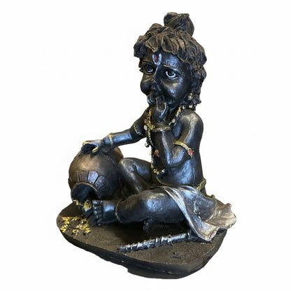Krishna Bebe Figura Resina Nacional Fondo Negro by HEREJE