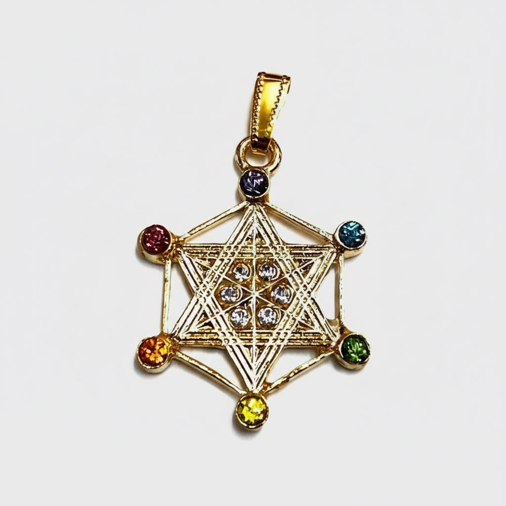 Metatron Dije Baño De Oro Sin Cadena Con Cristal by HEREJE